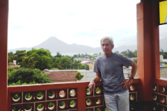 View from the lodge "El Mirador" towards Lake Atitlan, with Richard Morgan